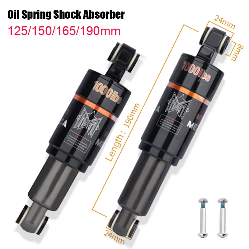 MEROCA Bicycle Rear Shock Absorber 125/150/165/190mm Bike shock absorber Mountain Bike Oil Spring Shock Absorber mtb parts