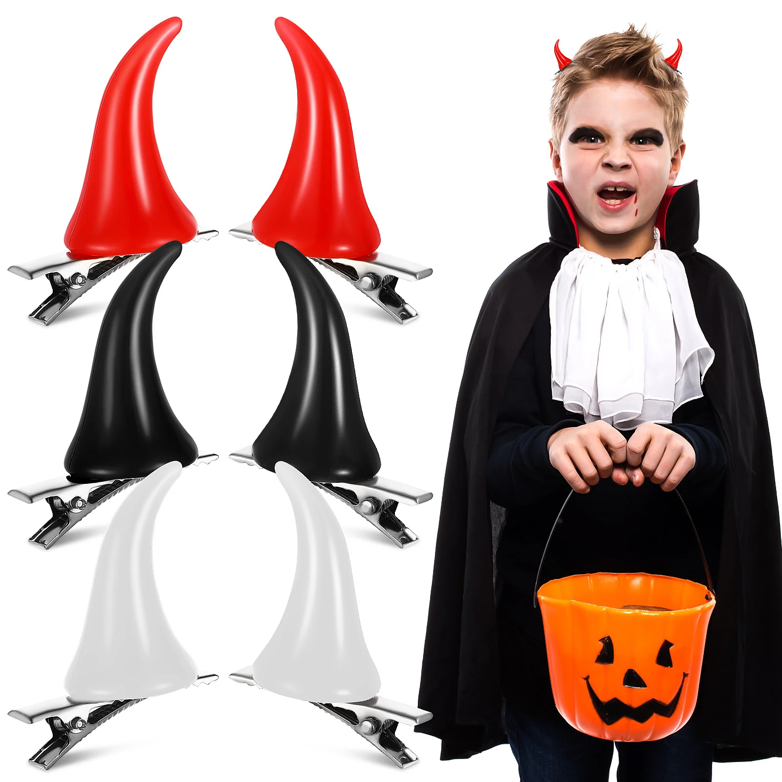 

6Pcs Demon Horn Hair Clips Smooth Lustrous Finish Easy Hairstyle Integration Spooky Halloween Headpiece for Women