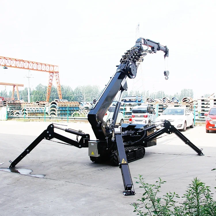 New Technology 1.2 Ton Crawler Spider Crane Hydraulic Boom Lift Fly Jib Telescopic Spider Crane