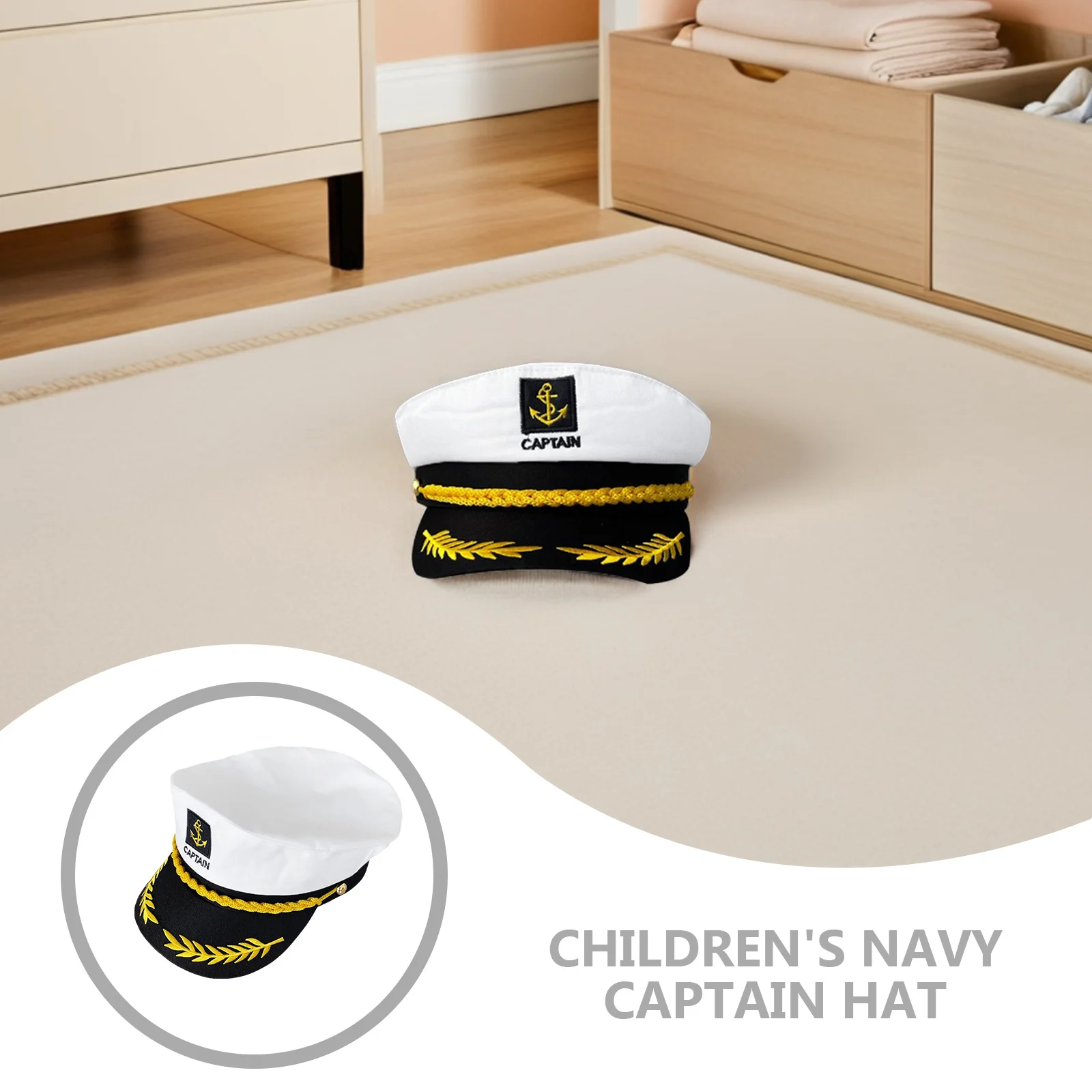 

Adjustable 's Navy Captain Hat Comfortable Lightweight Sailor Hat for Halloween Costume Party Stage Performance Cosplay