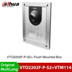 Dahua Deurbel Poe VTO2202F-P-S2 2-draads Ip Villa Deur Station 2mp Kleurrijke 160 ° Fisheye Camera Met Flush Mounted Box Vtm114