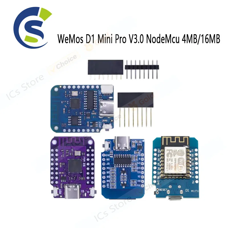 WeMos D1 Mini Pro V3.0 NodeMcu 4MB/16MB bytes Lua WIFI Internet of Things Development board based ESP8266 CH340G Nodemcu V2