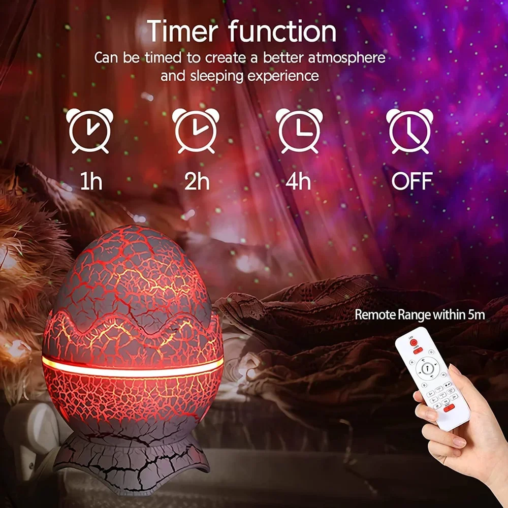 Dinosaur Egg Galaxy Projector - Space Buddy Star Projector Night Light for Kids Adults Bedroom Astronaut Projector with Bluetoot