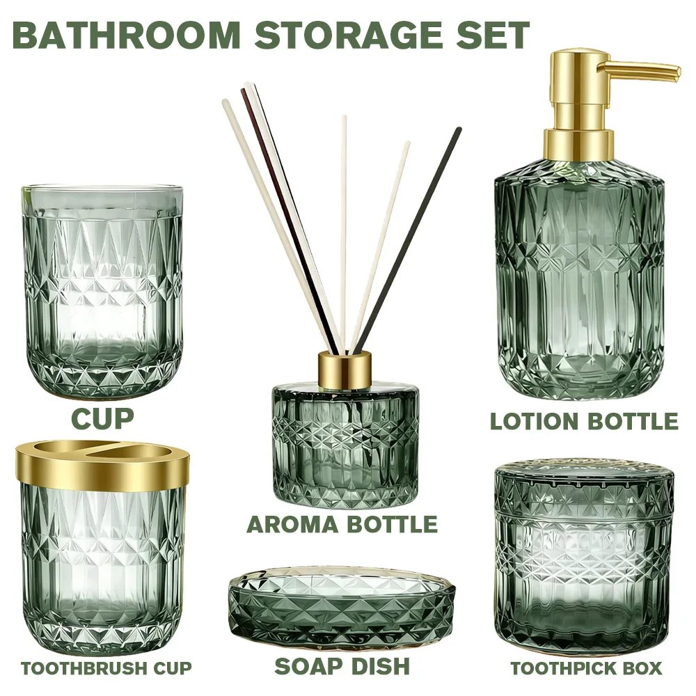 

Glass Soap Dispenser Refillable Pump Bottle Clear Bathroom Hand Soap Shower Gel Container Bathroom Accessories Sets