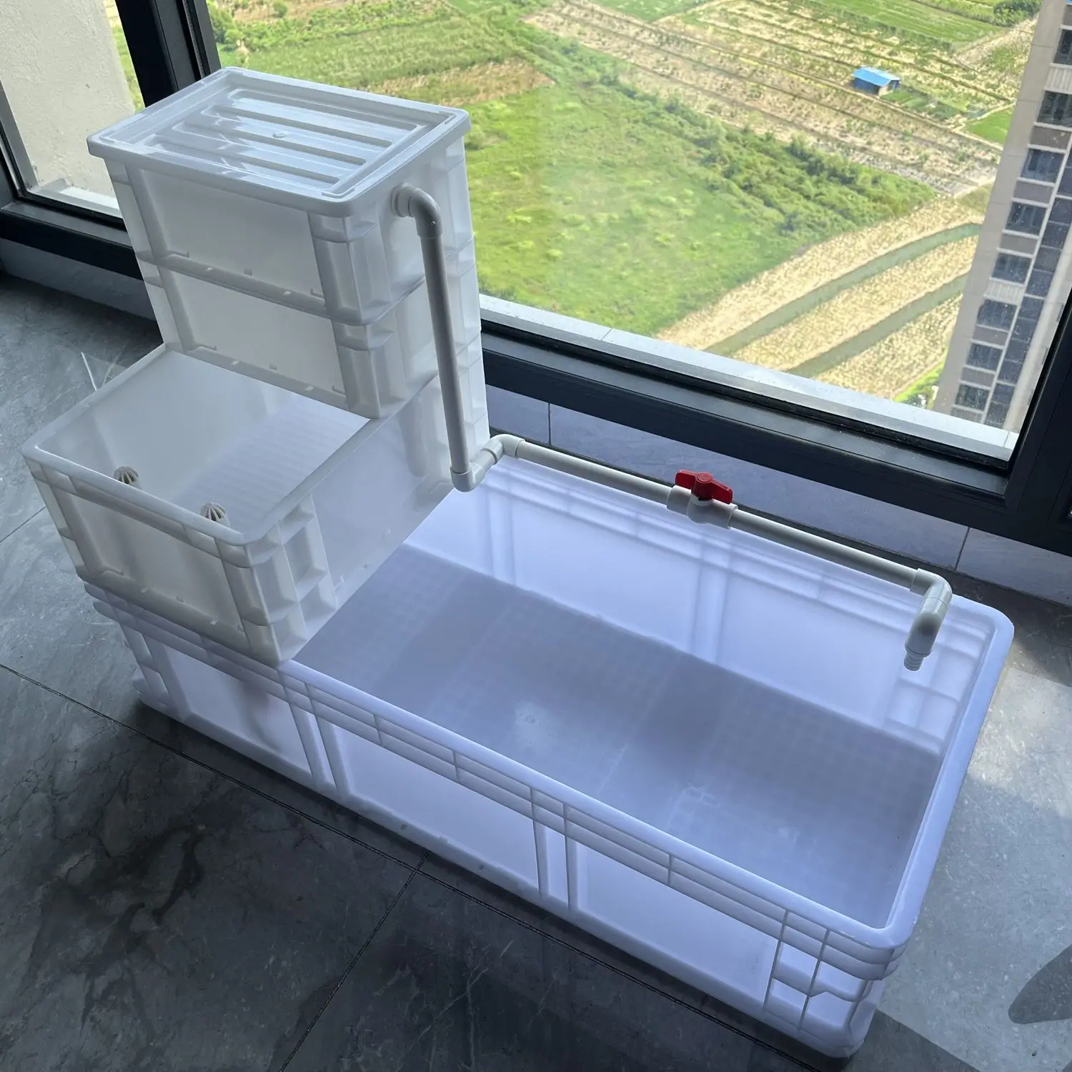 Large Filter Eco Tank Turtle Aquarium Sump Pond Plastic Fish Tank Home Use Water Circulation Box No Need to Change Water