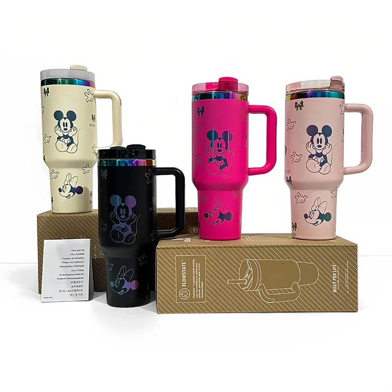 

40oz/1180ml Disney Mickey Mouse 304 Stainless Steel Insulated Cup Cute Cartoon Portable Large Capacity Straw Cup Holiday Gifts