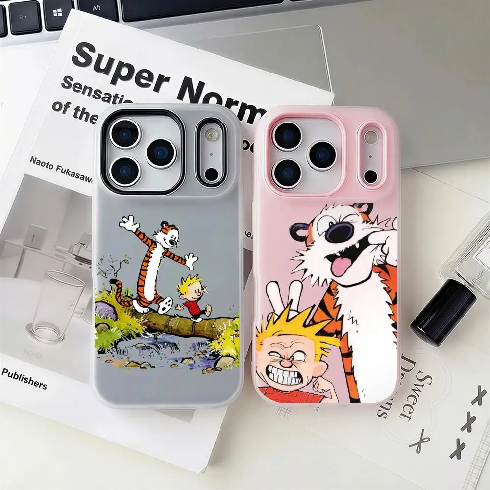 

Calvin and Hobbes Phone Case 2-in-1 Detachable Clear Case with Slot for Cards & Photos iPhone 12-17