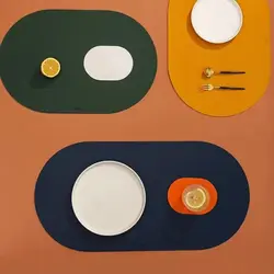 Inmos Pu Leather Placemats Tableware Nordic Home Decor Dining Mat Multi-Color  Coaster Ecofriendly Table Protector