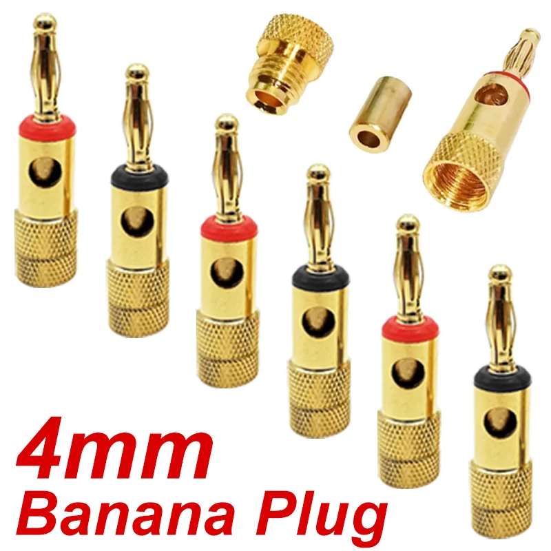 2/4/8Pcs 4mm Banana Plugs Audio Adapter Musical Amplifier HIFI Speaker 4mm Banana Plug Gold-Plated Banana Connector