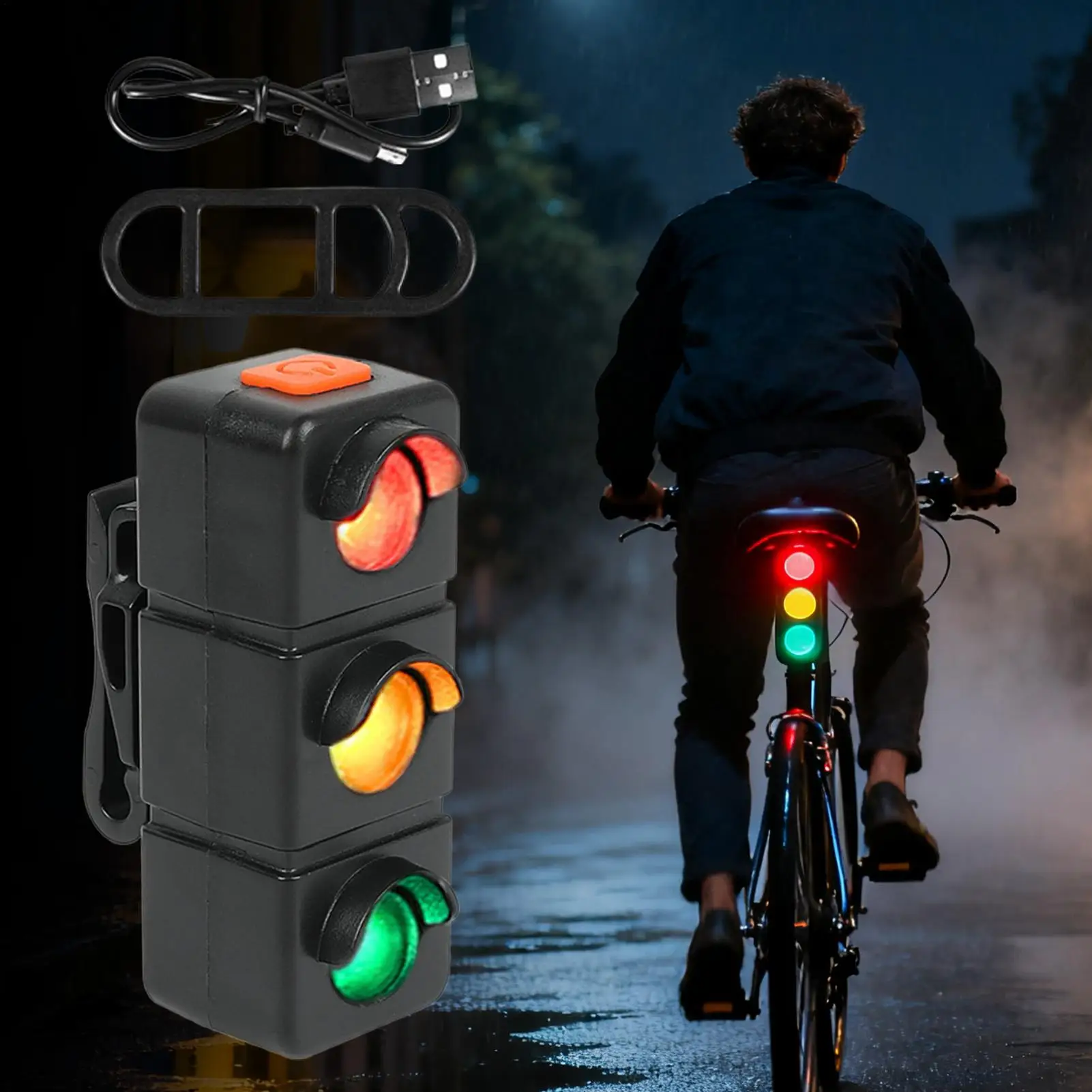 Rechargeable Cycling Tail Light Waterproof Smart Bike Flashlight, Night Riding Road Mountain Trip Scooter Outdoor Travel Sports
