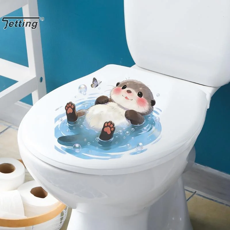 Home Bathroom Wallpaper - Cute Otter Toilet Tank Sticker Ocean