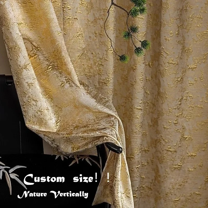 Custom Size American Style Luxury Jacquard Blackout Nature Vertically Curtains for Living Dining Room Bedroom Fashionr Elegant