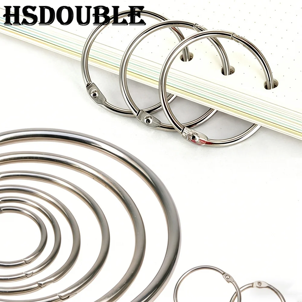 

10Pcs HSDOUBLE Silver Metal Loose Leaf Binder Rings Hinged Opening Book Rings for Album Scrapbook Craft Office Keychain Hoops