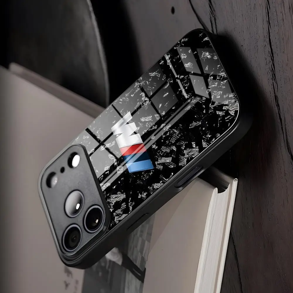 Handyhülle für iPhone 17e 17 16 16e 15 14 13 12 Mini 11 Air Pro XS Max XR X Plus Glas-Silikon-Rahmen Blau Rot Auto Rückseite Cover