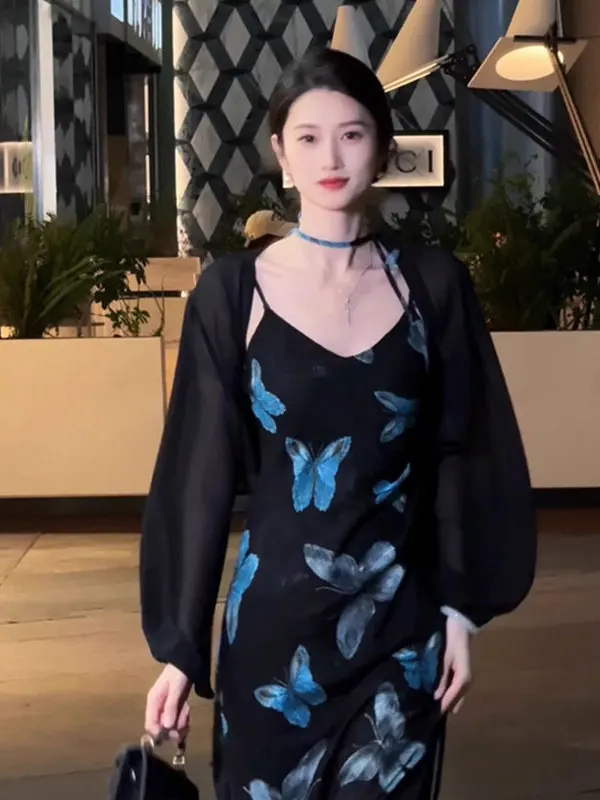 

Women's Summer Thin Chiffon Sun Protection Cardigan Shawl Dress Outer Covering Light Veil Top V-neck Long Sleeve Short Coat