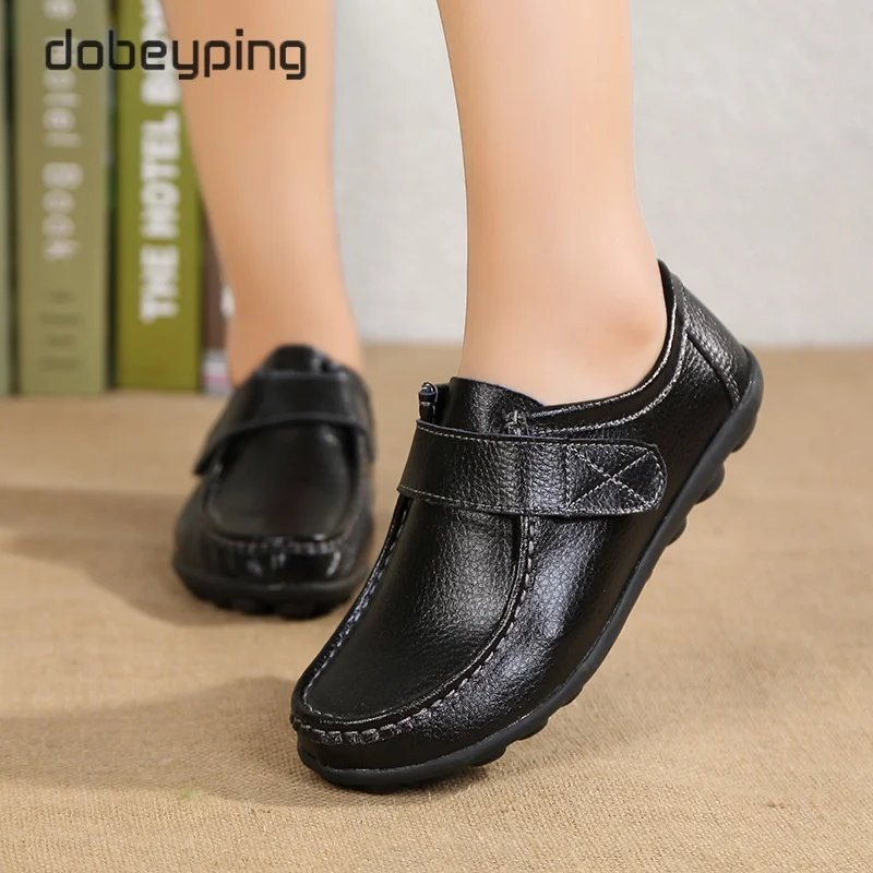 Dobeyping ฤดูใบไม้ผลิฤดูใบไม้ร่วงผู้หญิง Loafers ของแท้หนังผู้หญิง Wedge รองเท้ารองเท้าแตะ Slip On แฟลตหญิงสุภาพสตรีรองเท้า35-44