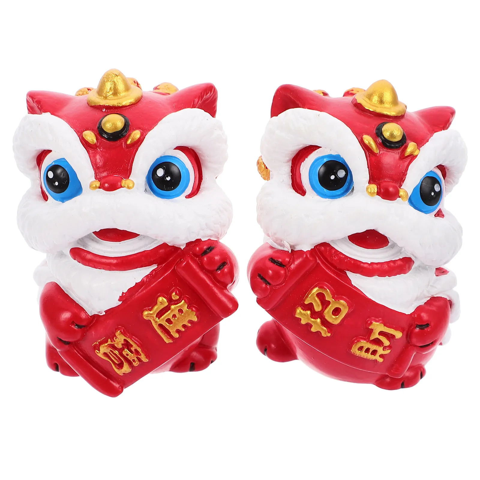 

Пара традиционных китайских статуэток львов, украшение к Весеннему фестивалю 2025 года, для рабочего стола, автомобиля, фэн-шуй, талисман на удачу