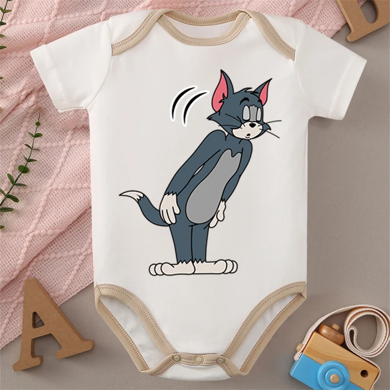 

MINISO Tom And Jerry Cute Print Baby Soft 100% Cotton Cloths Jumpsuit Onesie Bodysuit for 0-12 Months Newborn Best Gift for Baby