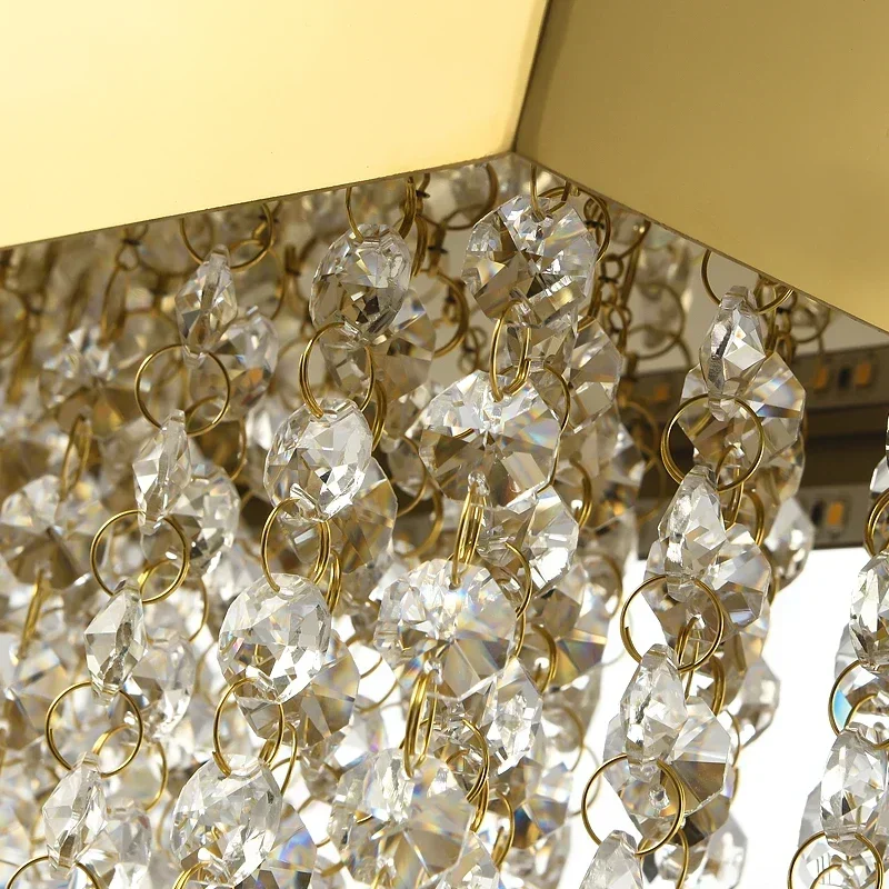 

Modern Rectangle LED Chandelier Lighting in Gold/Chrome/Black for Dining Room Creative Crystal Kitchen Hanging Lamp Home Decor
