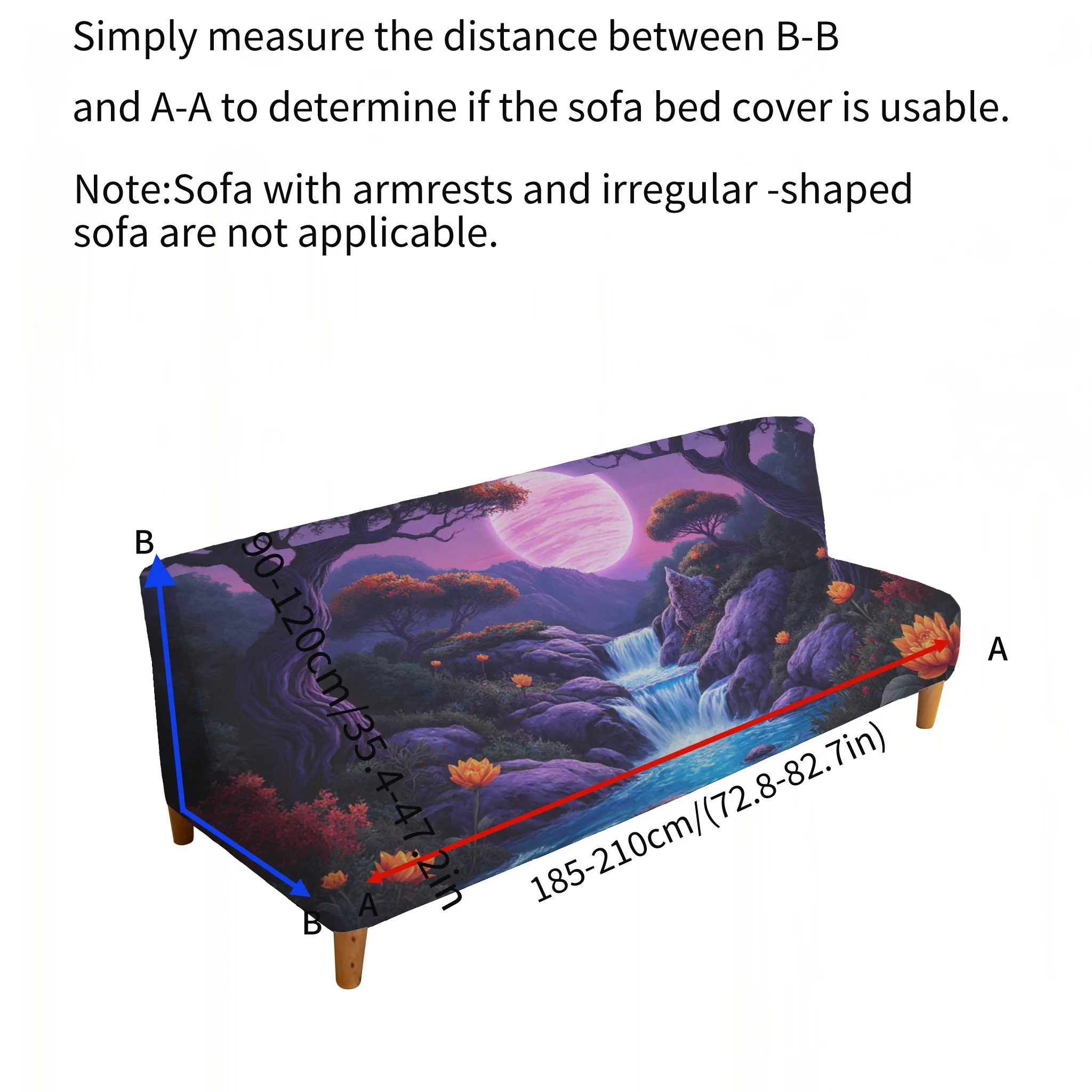 Purple Moon Secret Realm Stream Elastic Sofa Cover, Non-slip and Scratch-proof Furniture Protective Cover, Easy Installation