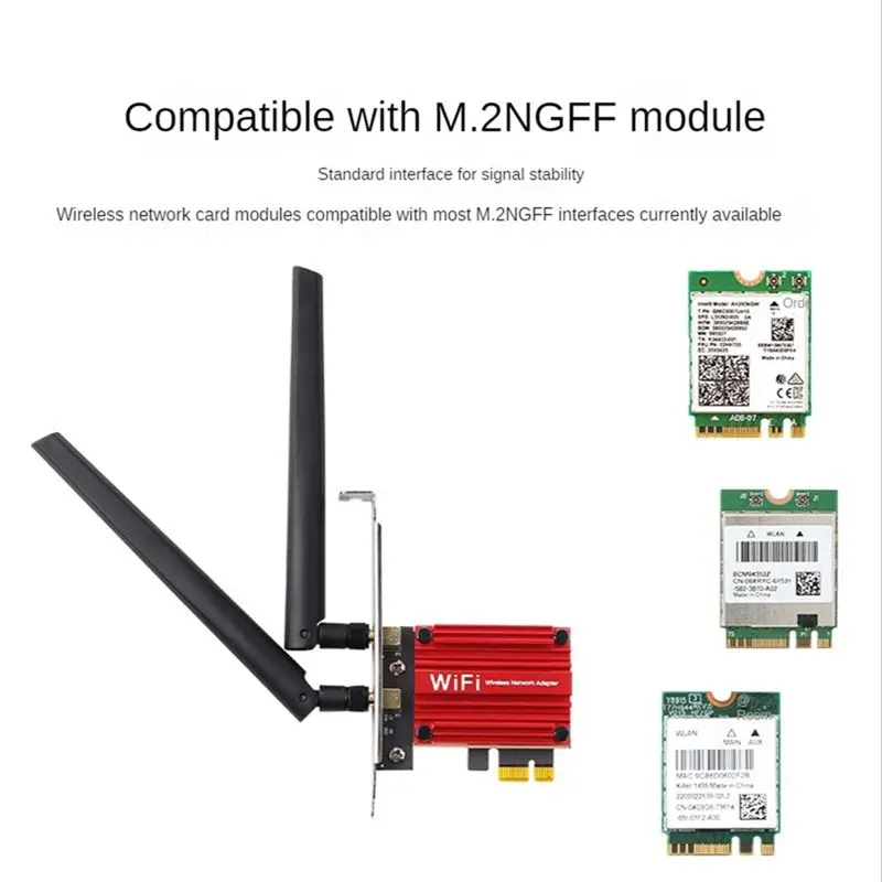 M.2 To PCIE Wifi Wireless Adapter Converter NGFF M.2 Wifi Bluetooth Card With 2X Antenna For AX210 AX200 9260 8265-New