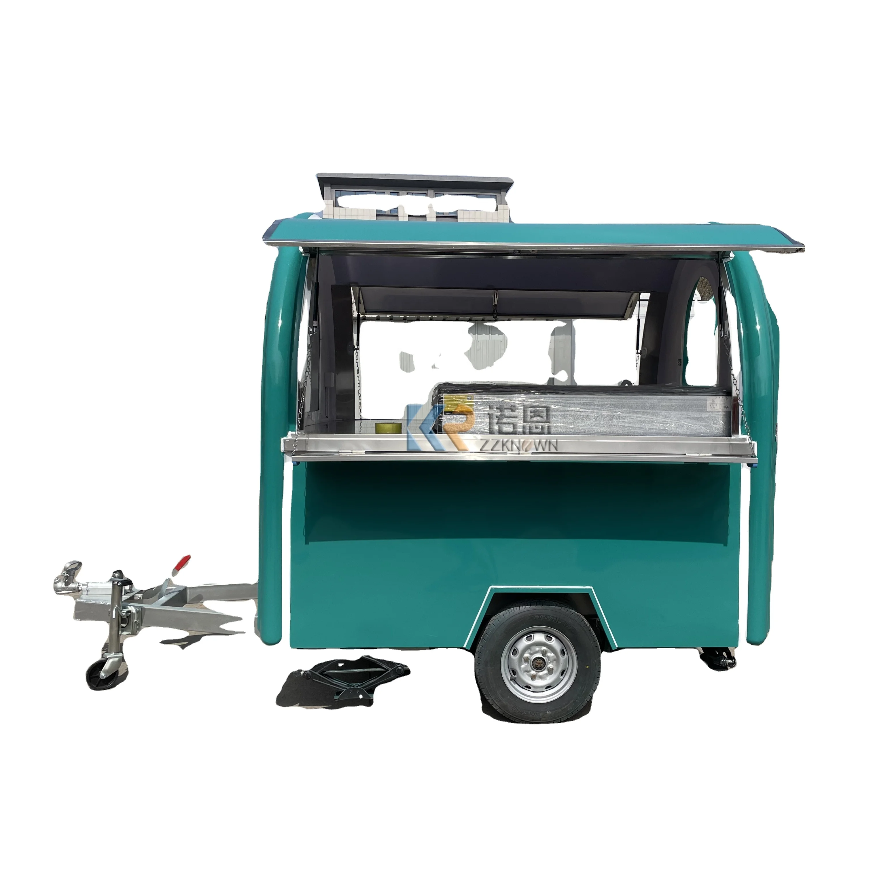 Hot Selling Street Coffee Food Trailer Customized Green Ice Snack Food Truck