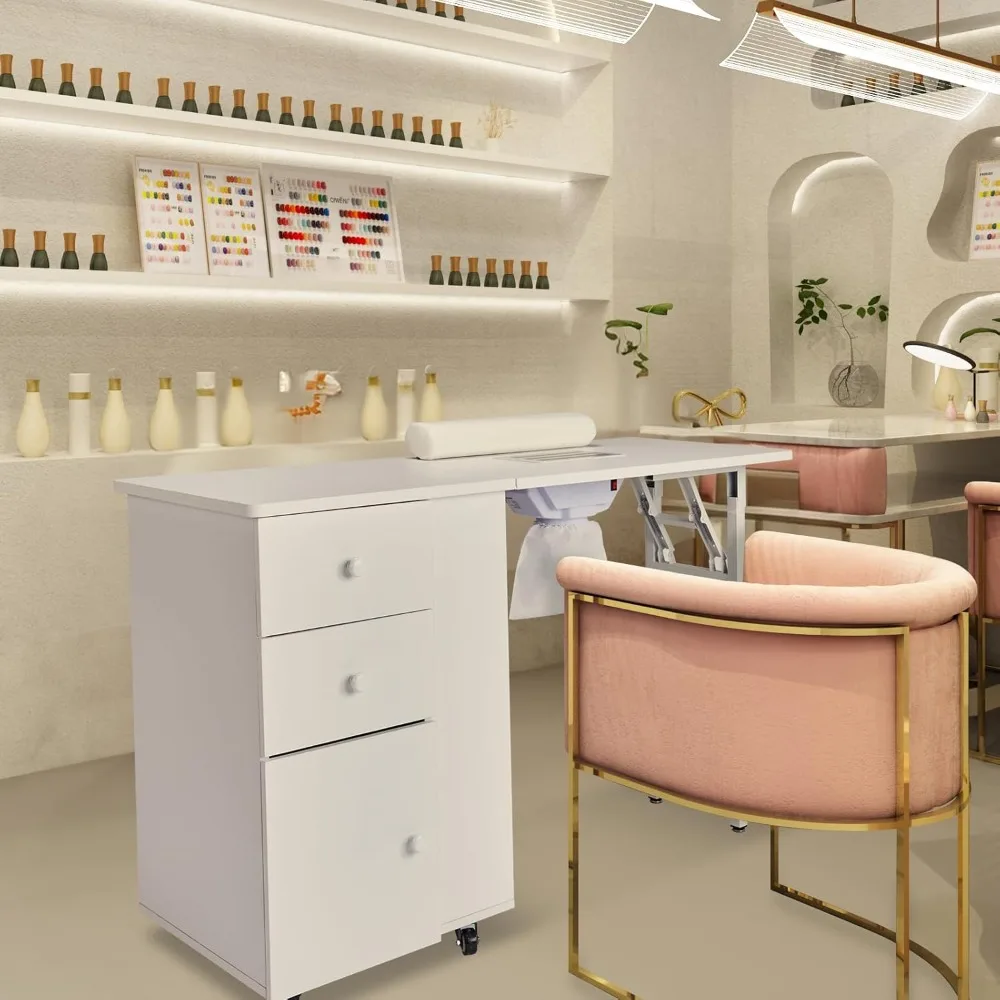 

Складной маникюрный стол для мастера маникюра, рабочая станция для маникюра и макияжа, косметологический стол для салона красоты, устойчивый к ацетону, с возможностью индивидуальной настройки