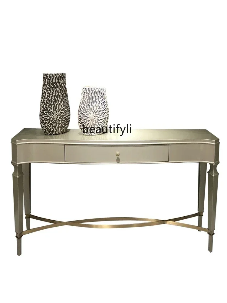 K185 Light Luxury Console Simple Solid Wood Paint Console Tables Hallway Decorative Strip Desk Corridor Living Room Side View Se