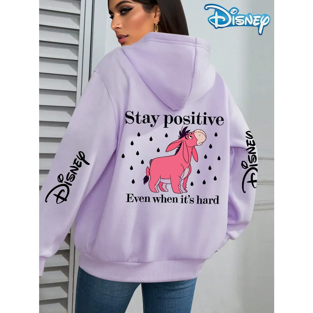 

Повседневная толстовка с капюшоном Disney Eeyore Stay Positive Even When It's Hard, подходящая для осенне-зимнего сезона
