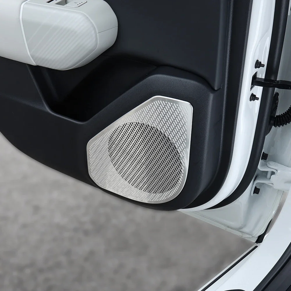 

For Kia EV4 2025 2026 4PCS Car Stainless Steel Black Silver Front Rear Row Door Speaker Trim Cover Car Accessories