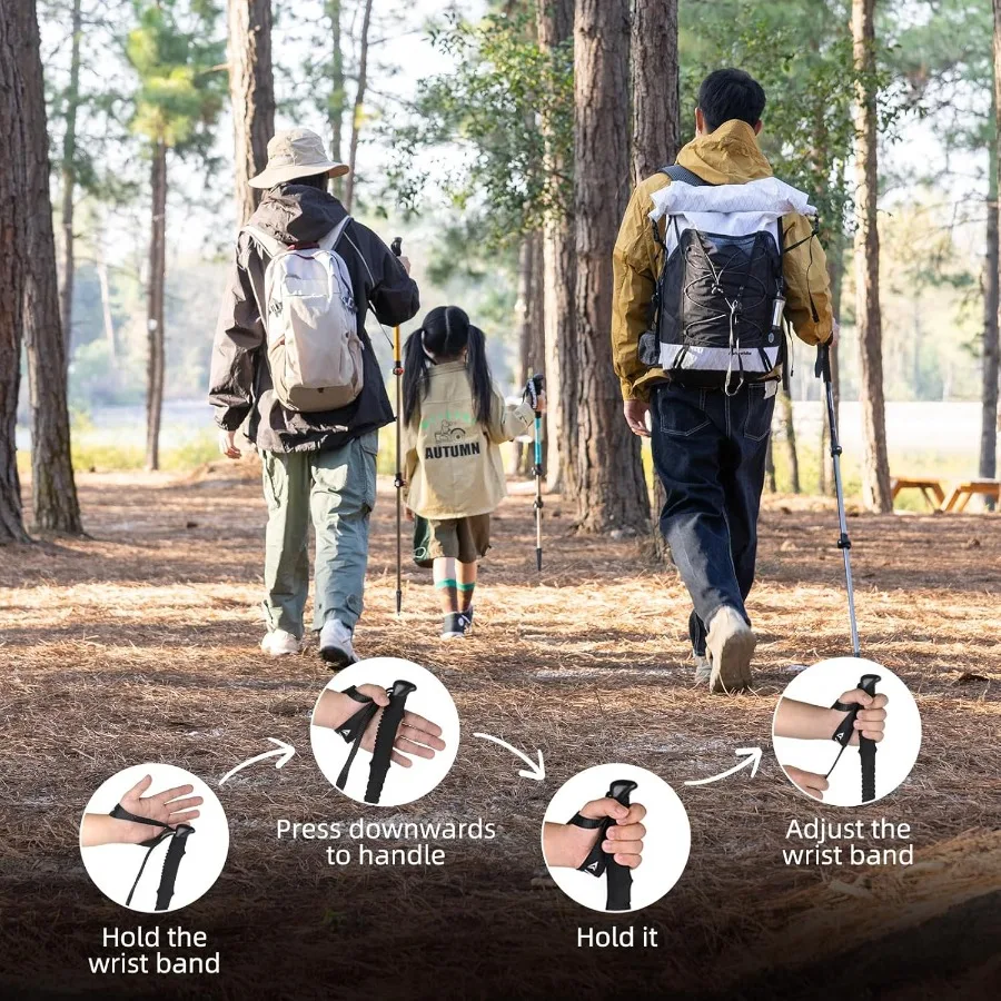 أقطاب رحلات قابلة للطي من Naturehike قابلة للتعديل وخفيفة الوزن من الألومنيوم لامتصاص الصدمات مع أحزمة معصم لـ Hikin