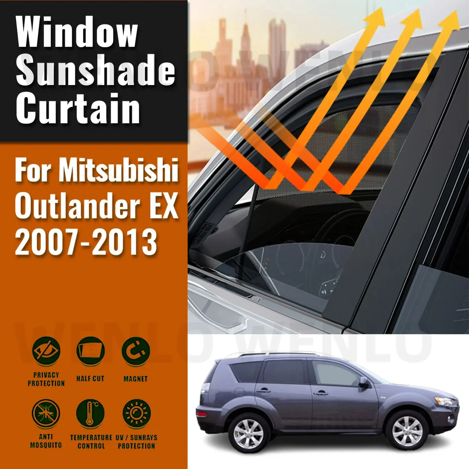 

For Mitsubishi Outlander EX 2007-2013 Magnetic Car Sunshade Shield Front Windshield Frame Curtain Rear Side Window Sun Shade