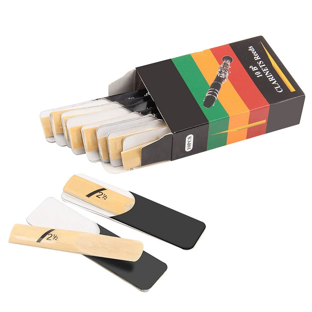Dropship-11 Uds. Piezas de instrumentos de viento de madera: 1 Uds. Boquilla plana para clarinete B y 10 Uds. Cañas para clarinete Bb fuerza 2,5 2-1/2 caña