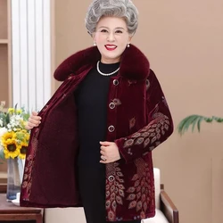 Grandma Cotton-Padded Jacket Middle and Long Winter Coats Women Plus Velvet Padded Hooded Cotton Jackets Thick Warm Coat Morher