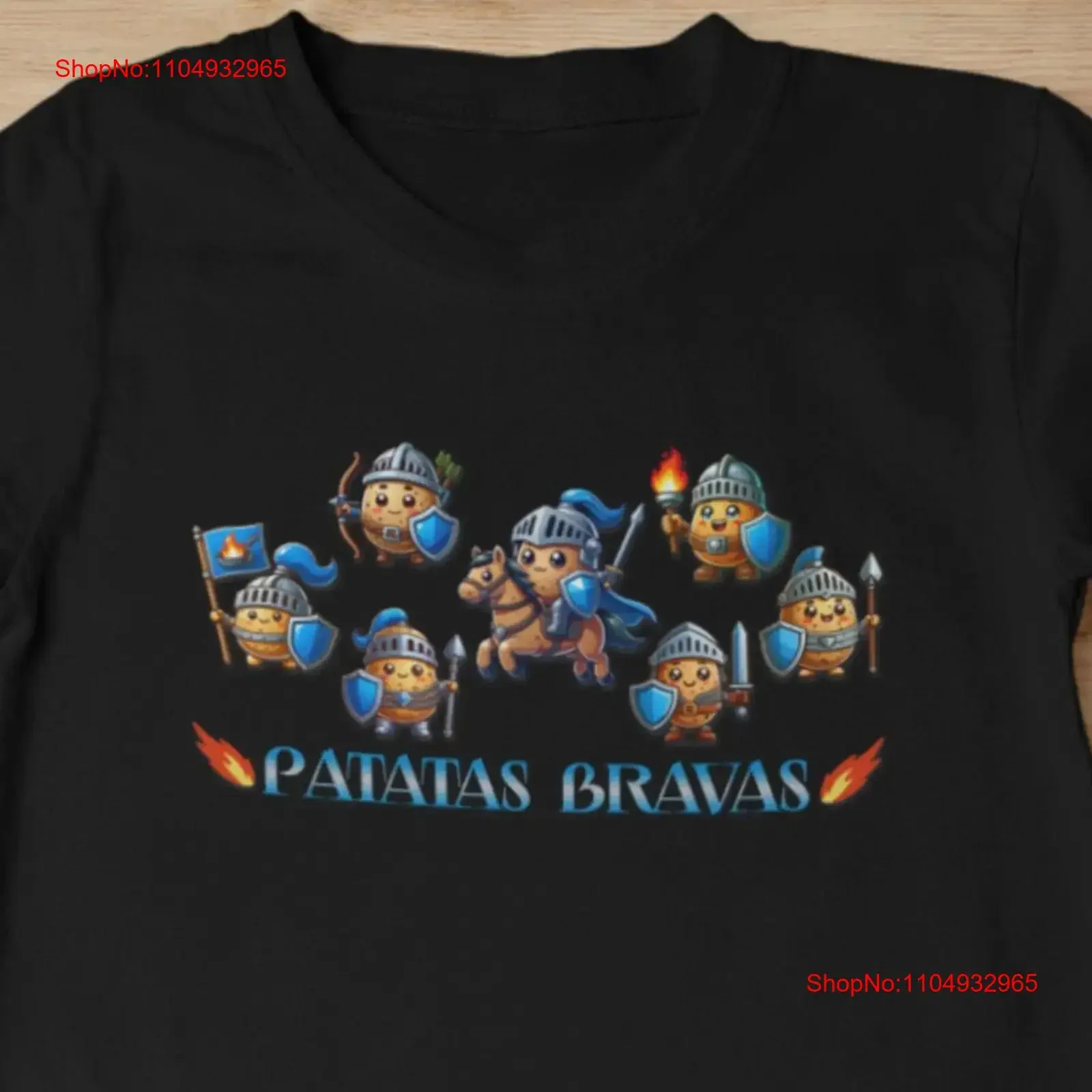 Patatas Bravas camiseta patatas valientes amantes de los alimentos comida divertida batalla española lindo cumpleaños vintage lavado estirado ligeramente