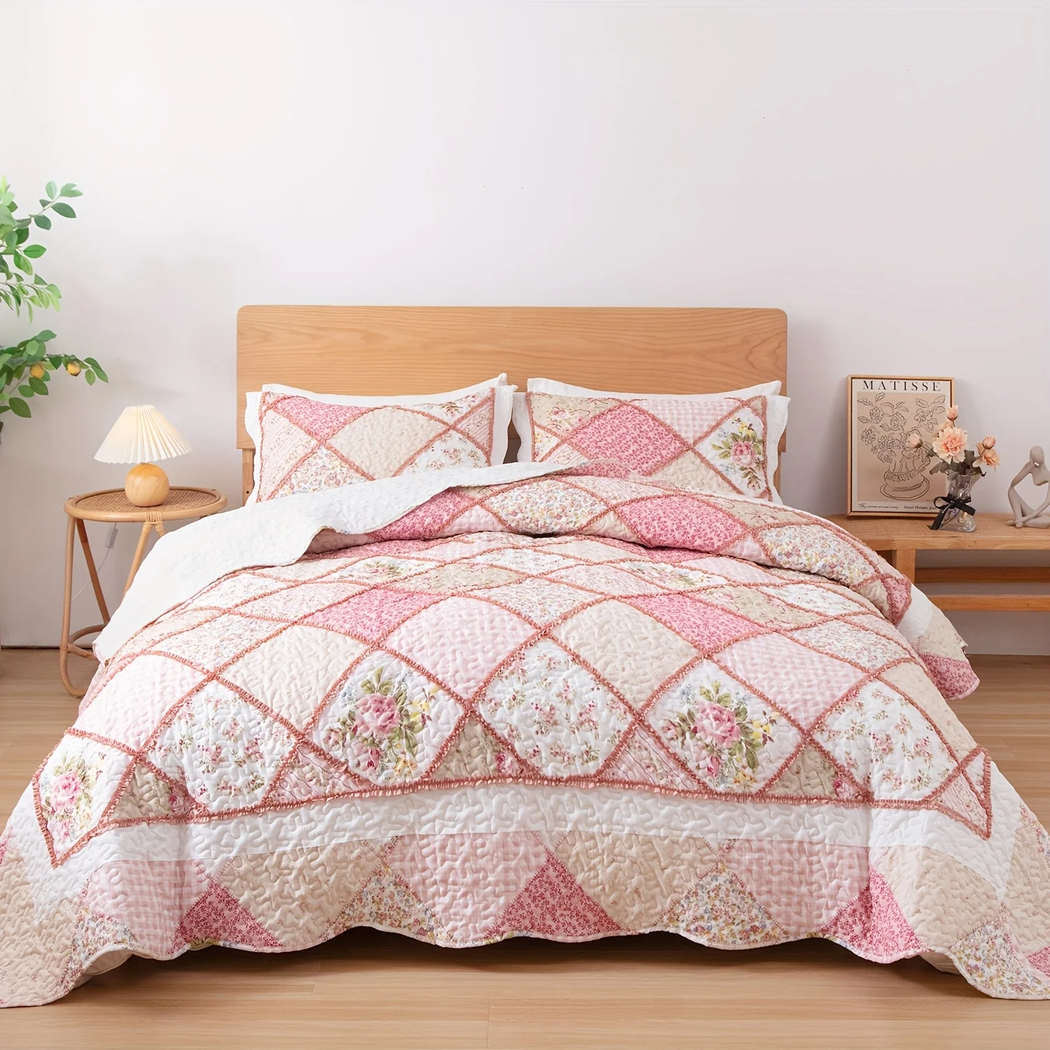 

2/3pcs Floral Large Bedspread And Quilt Set, Made Of Soft Microfiber, Ideal for Decorating Rural Farmhouse Bedrooms (includes 1