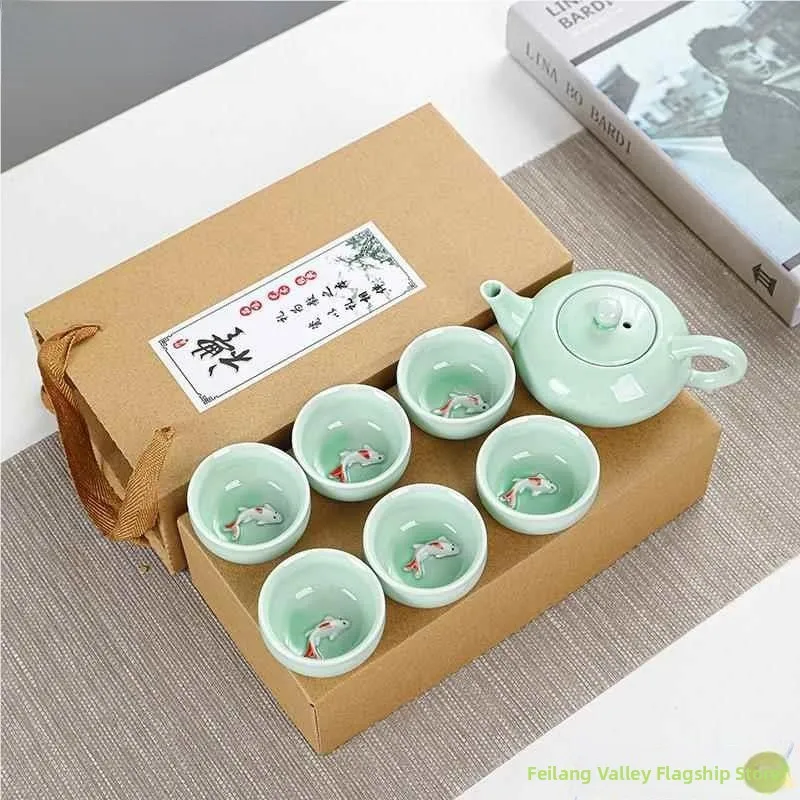 

Children's Cerc Tea Set ature Gongfu Tea Pot Coffee Cup Set Playhouse Toy Display Simple Sle Blue Porcelain Set