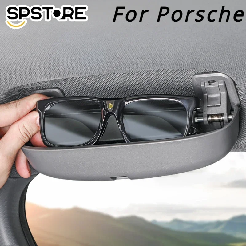 For Porsche Cayenne 2018 2019 2020 2021 2022 Auto Accessories Car Sunglasses Holder Glasses Case Storage Box Interior Storage