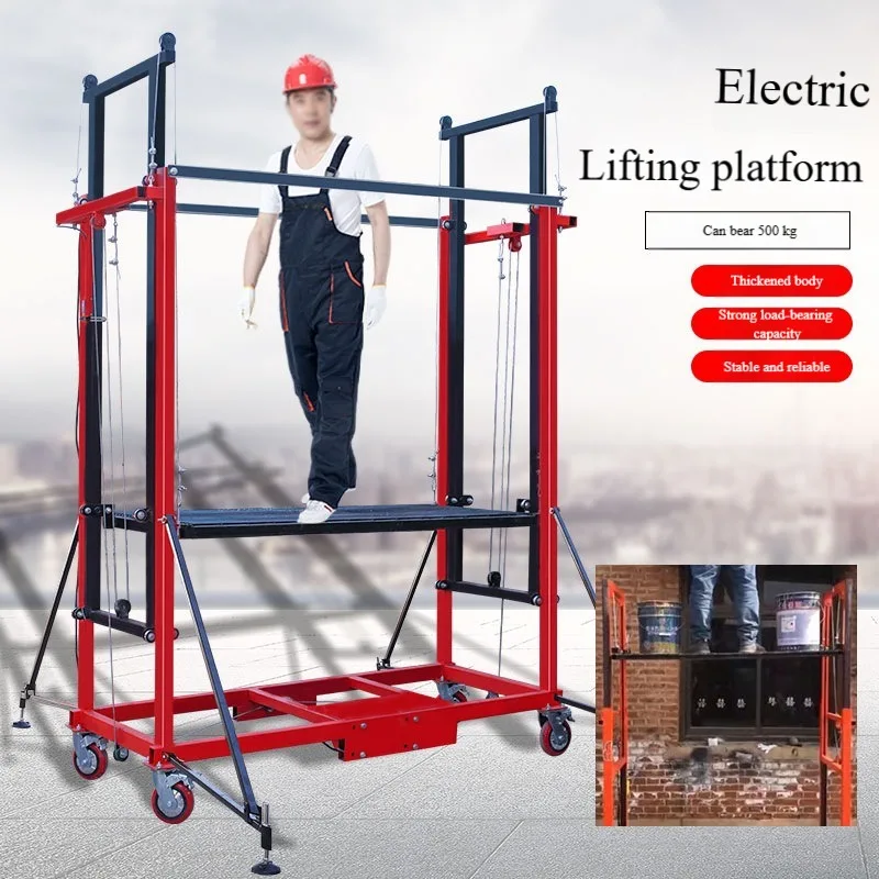 Small Mobile Lifting Platform Electric Foldable Scaffolding With Remote Control For Home Use And Light Construction Projects