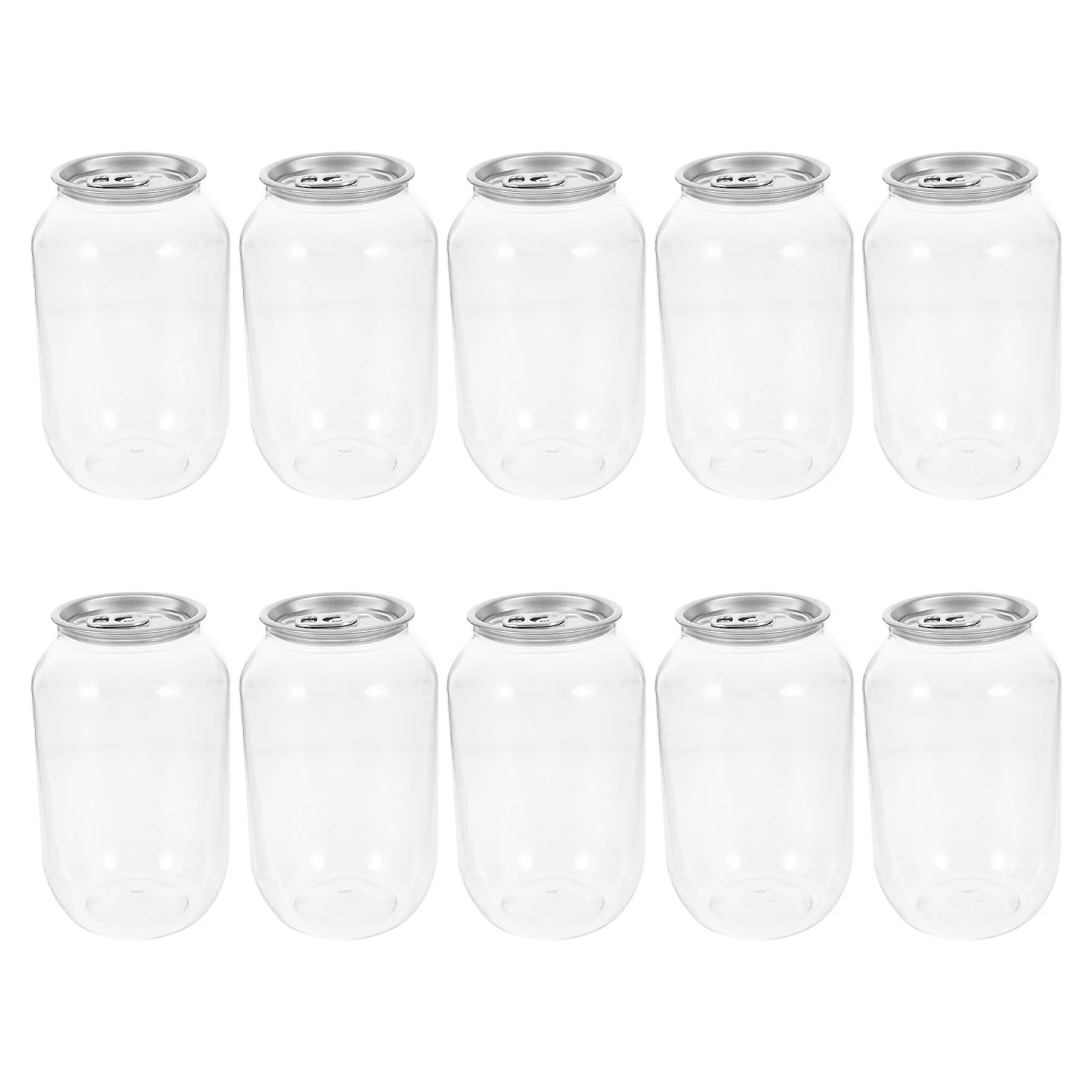 

10 Pcs Water Jug Cans Empty Canning Jars Soda 1300X600X600CM Bottles with Lids for Beverages Storage Transparent