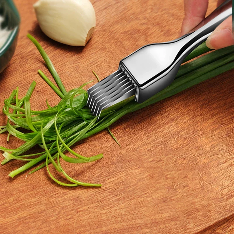 Kitchen Shred Silk The Knife, Stainless Steel Chopped Green Onion Knife, Curved Handle Design, Food Speedy Chopper Green Onion