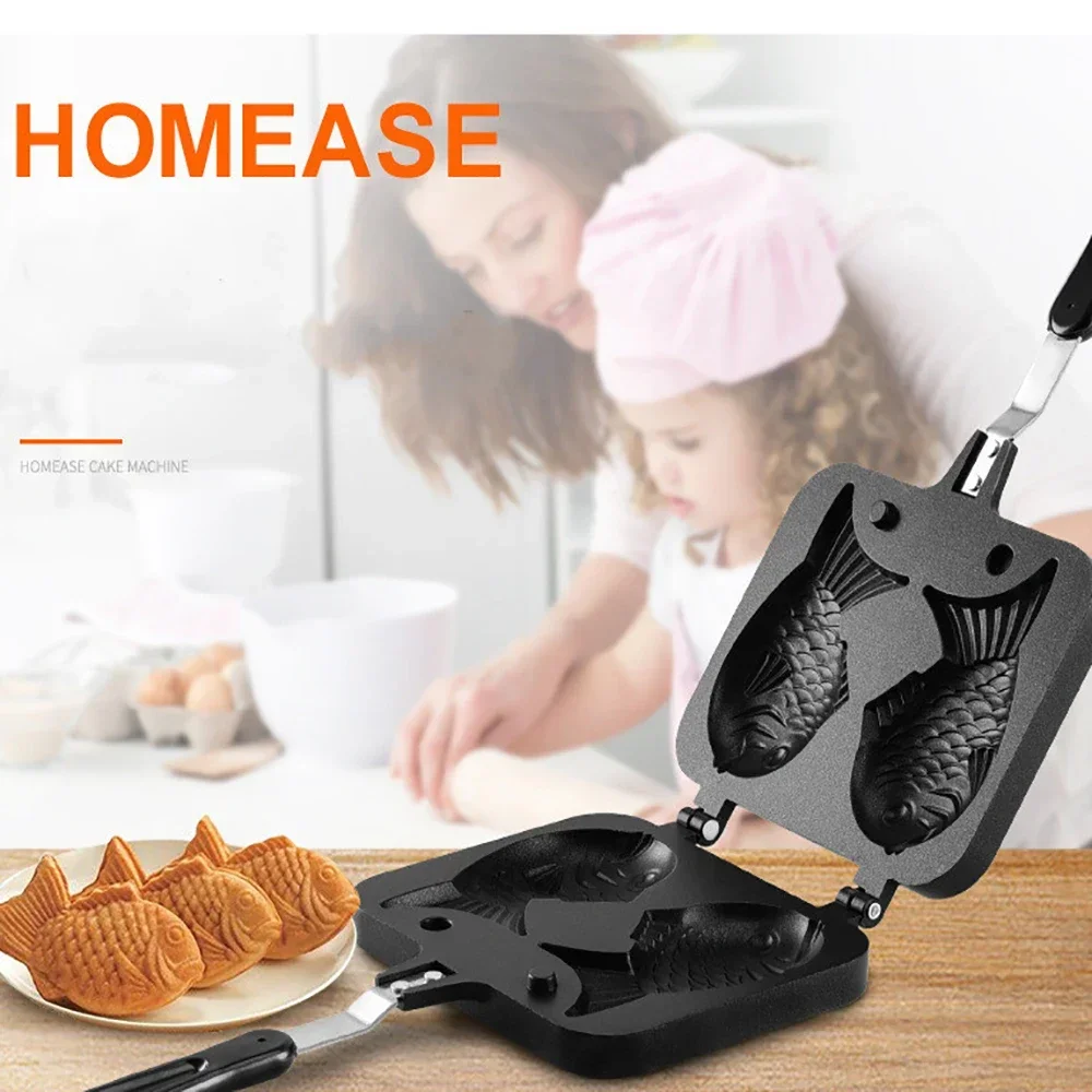 Taiyaki Japanese Fish-Shaped Bakeware Waffle Pan Maker Japanese Pancake Double Pan Stainless Steel Frypan Home Cake Tools