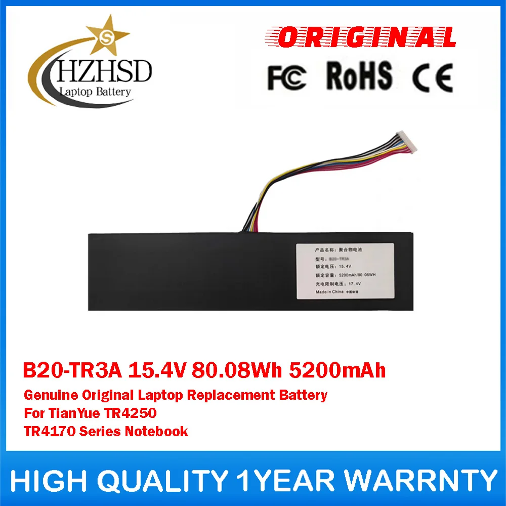 B20-TR3A 15.4V 80.08Wh 5200mAh Genuine Original Laptop Replacement Battery For TianYue TR4250 TR4170 Series Notebook