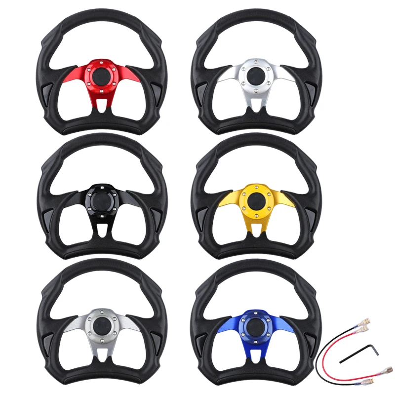 PU Universal Car Steering wheel Aluminum Leather 320mm/13 inch Racing Sport Steering Wheels With Horn and Logo