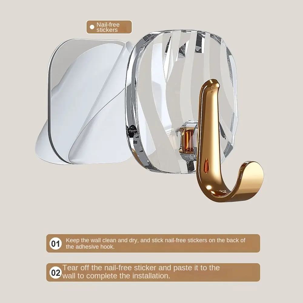 

4pcs Wall Mounted Light luxury Wall Hook Hanging Self Adhesive Bathroom Hooks Strong Load-bearing Waterproof Key Bag Hooks