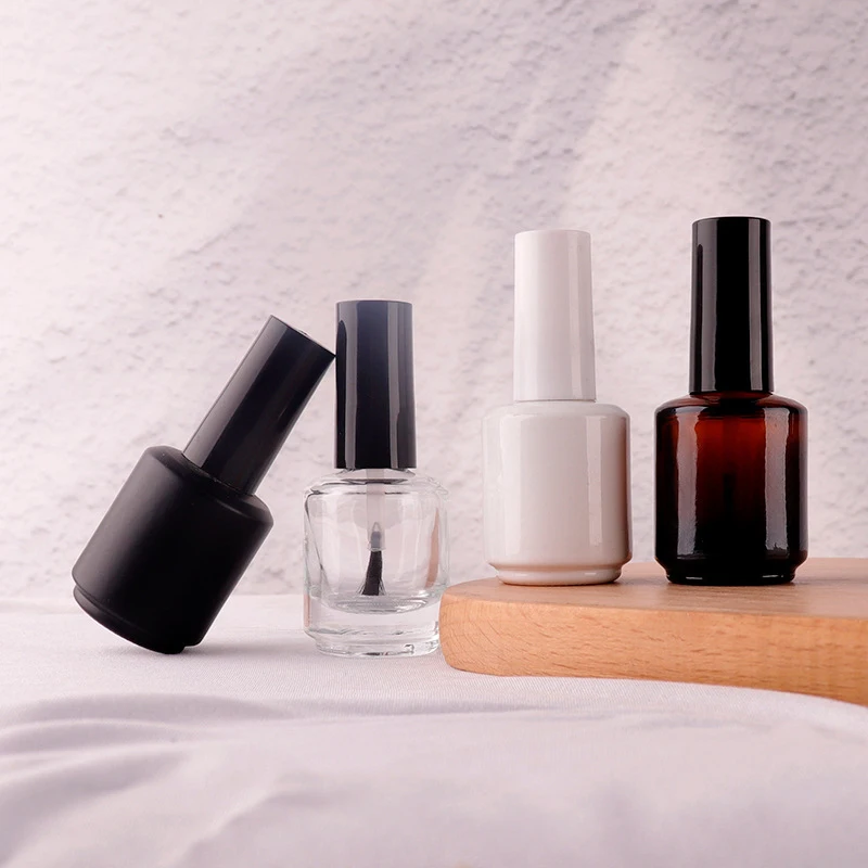 15ml Transparent Glass Nail Polish Bottle Empty With Lid Brush Cosmetic Containers Nail Glass Bottles With Brush