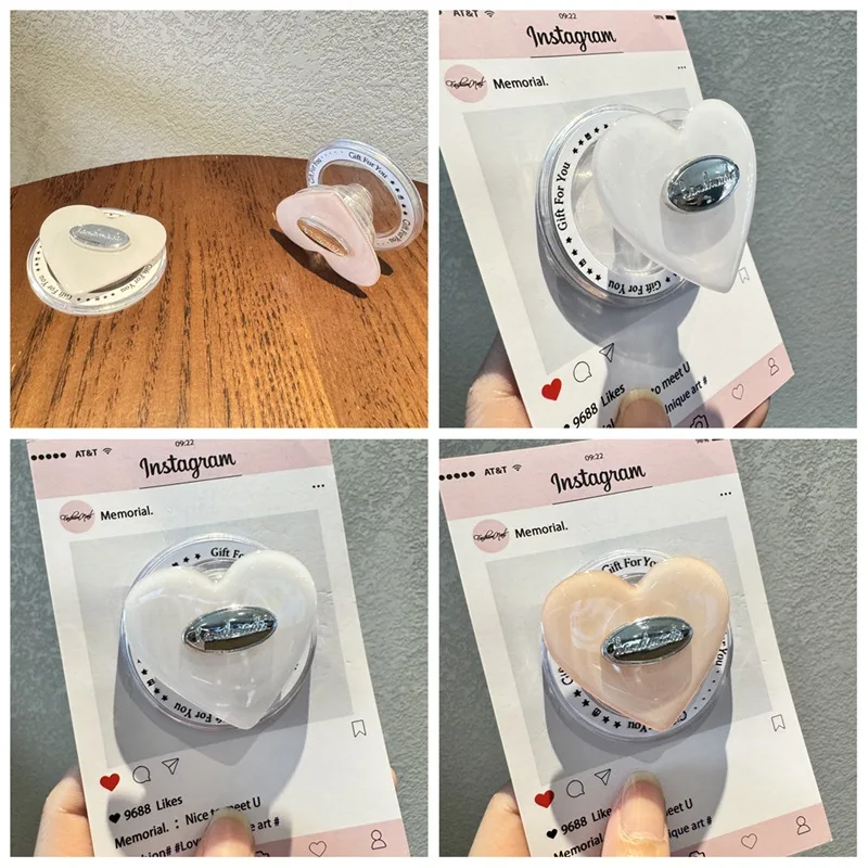 

Love Heart Magnetic Phone Grip Holder Sweet Cream Pink Airbag Desktop Stand Support Bracket Finger Socket Girl Cell Daily Decor