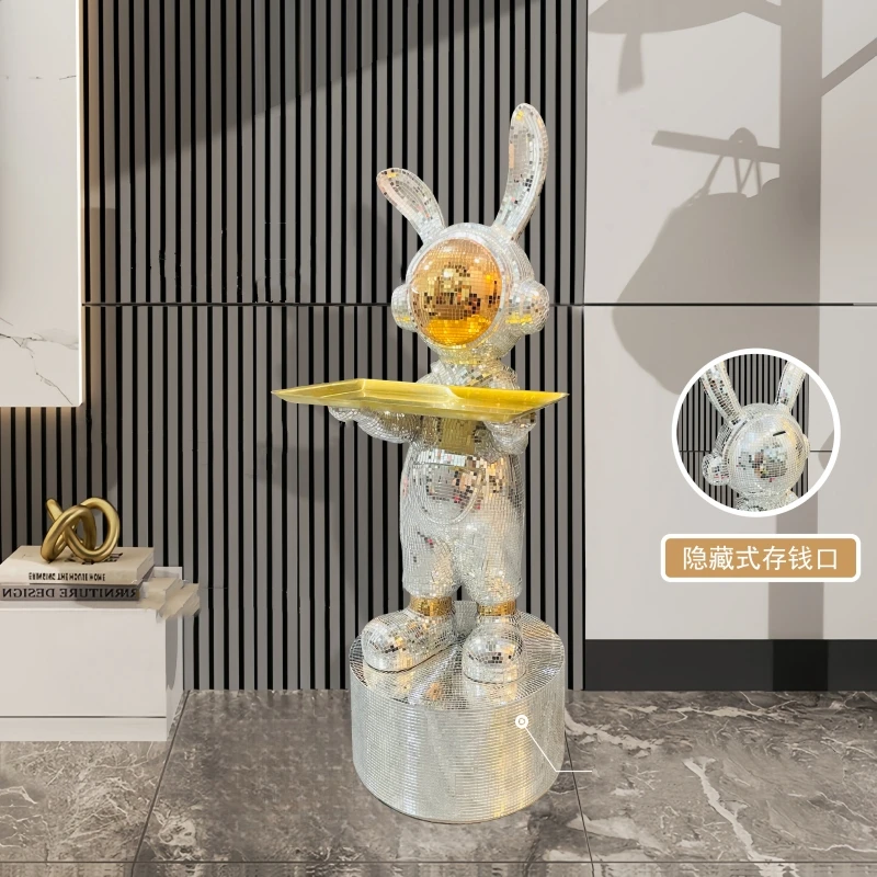 Home Decor Rabbit Statue Tray Storage Rack Floor Decoration Living Room Cartoon Animal Sculpture Art Ornament Housewarming Gifts