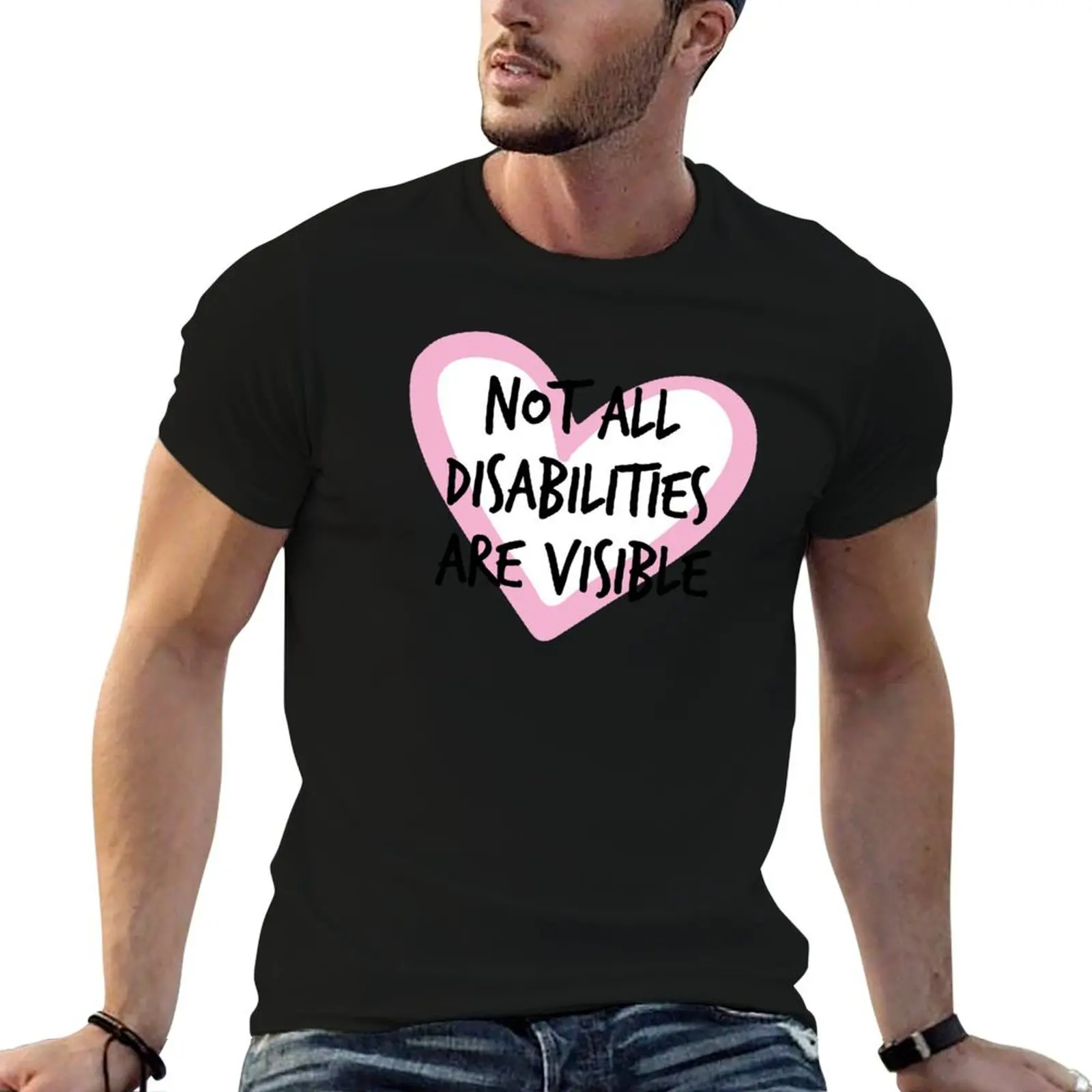 

Not All Disabilities Are Visible (pink) T-Shirt customs design your own quick drying heavyweight t shirts for men