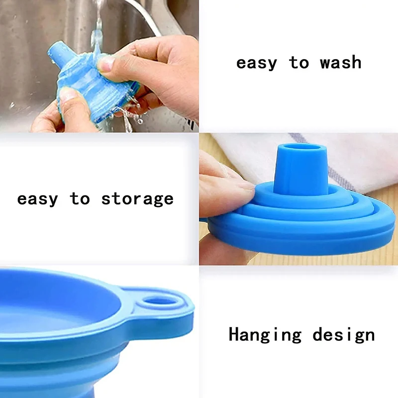 Collapsible Silicone Car Engine Funnel Foldable Liquid Funnel Washer Fluid Change Portable Auto Engine Oil Petrol Change Funnels